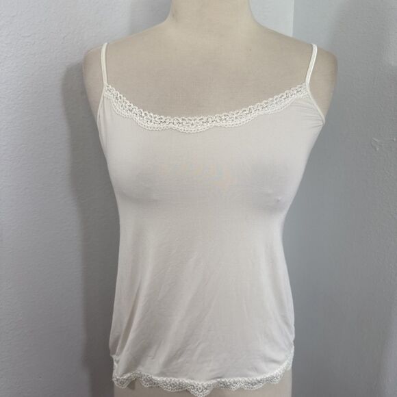 Jockey Top Womens L White Lace Trim‎ Camisole Feminine Fairy Y2K - Picture 1 of 7